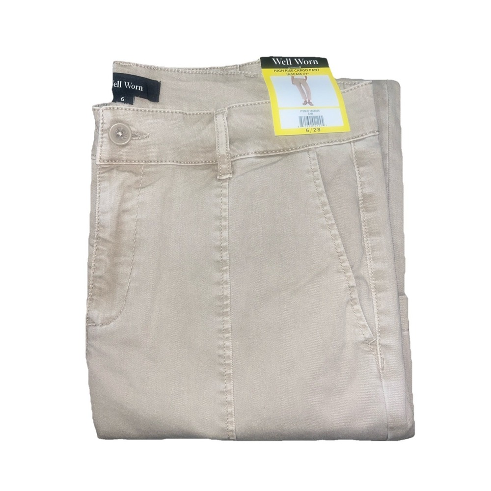 Well Worn Women's Size 8/29 Tan High Rise Cargo Pant Inseam 27" NWT